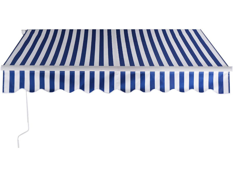 Dakota Fields 250cm W x 200cm D Polyester Blue/White Cover Retractable Window Awning