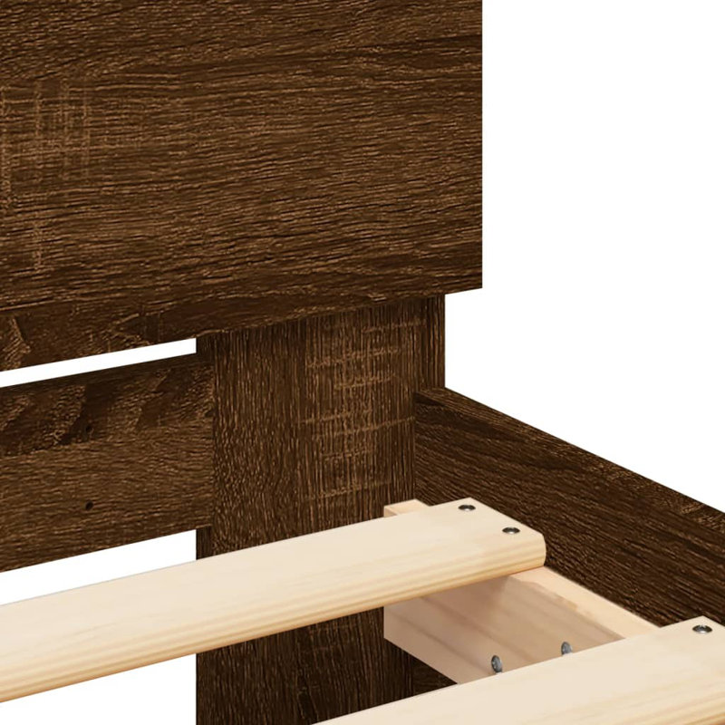 Nobue Bed, Small Double ( 120 x 190 cm), Brown Oak