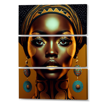 Portrait de femme glamour africaine, 3 pièces