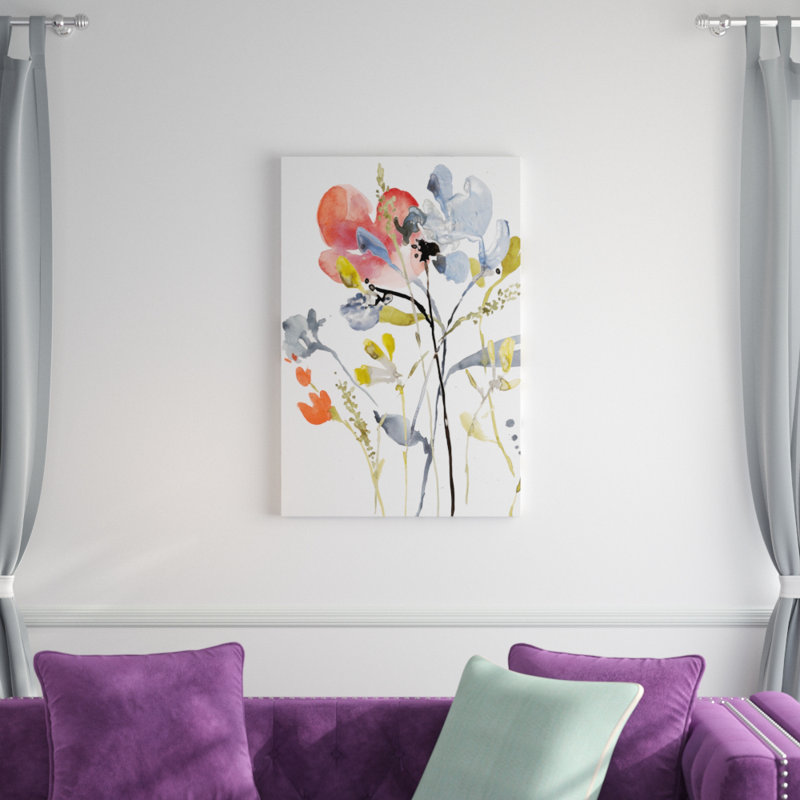 Flower Overlay I 1 Piece Painting, 91cm H x 61cm W, Wrapped Canvas