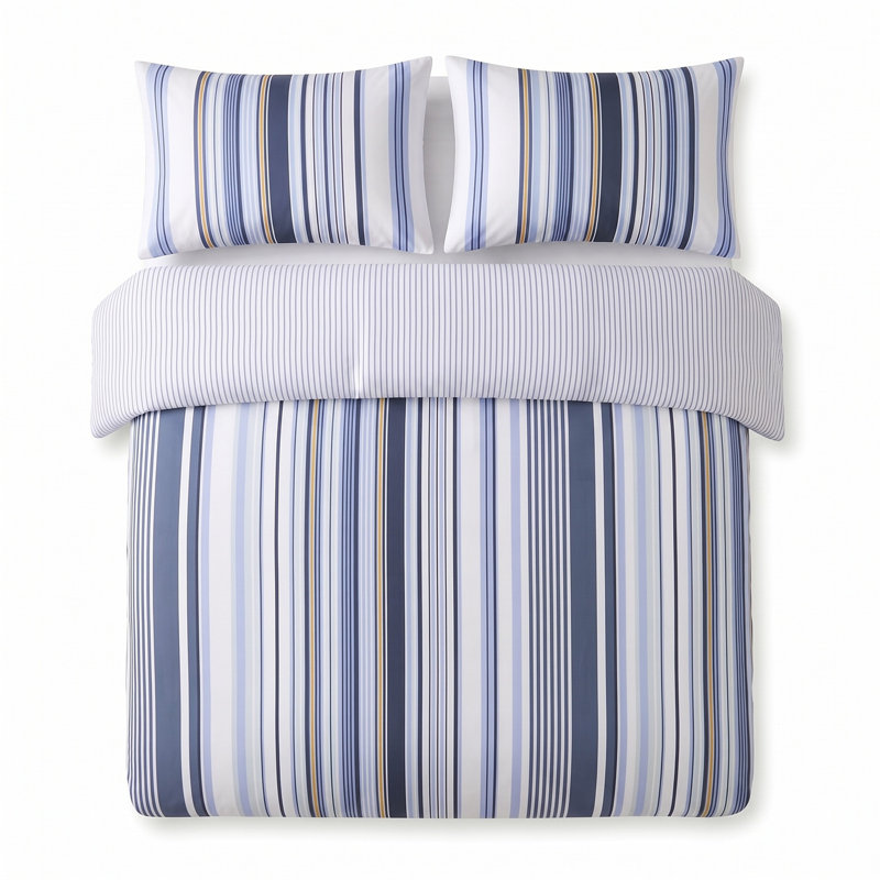 Stripe Patterned Reversible Duvet Set, King