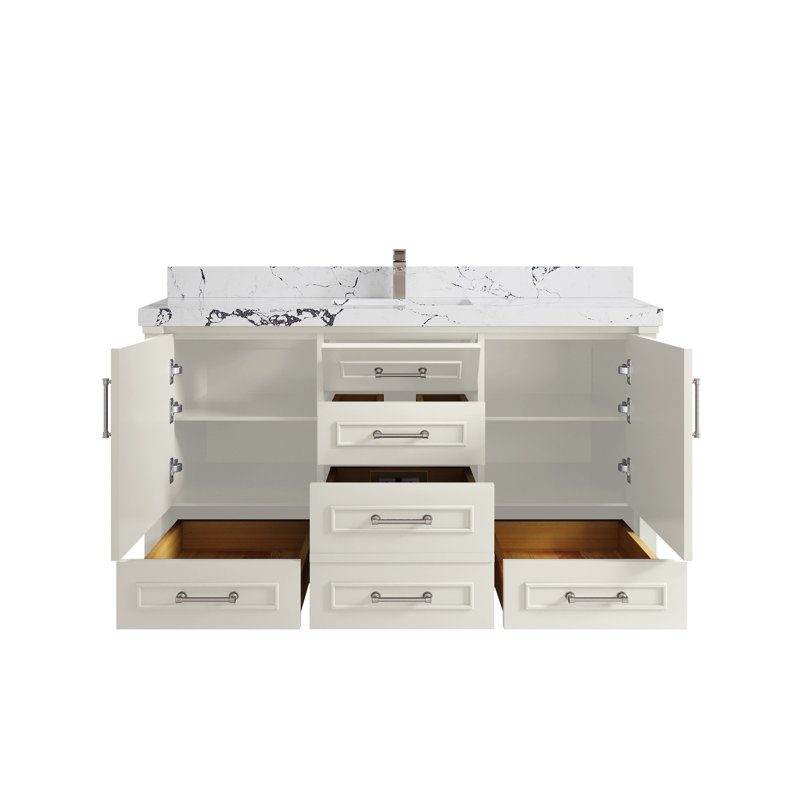 Meuble-lavabo simple 60 po avec comptoir en quartz Aberdeen