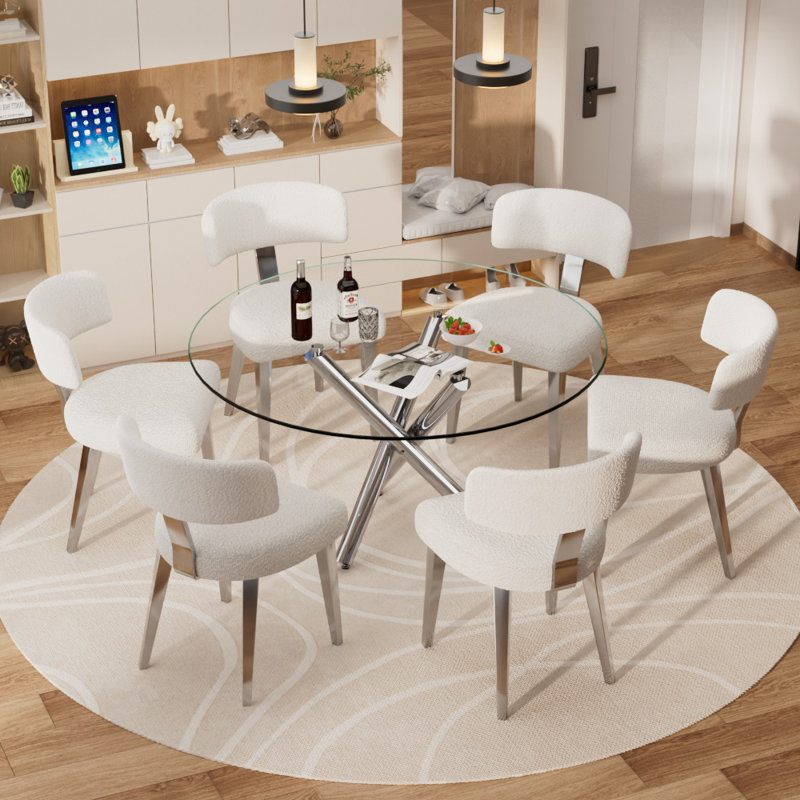 Ensemble de table de salle à manger Modern Modern, H 30 po x l 47 po x P 47 po, 7 pièces : table, 6 chaises