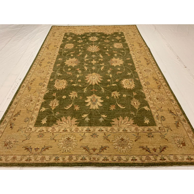 Tapis Oushak rétro noué à la main de conception unique 6 pi 5 po x 10 pi 4 po One-of-a-Kind