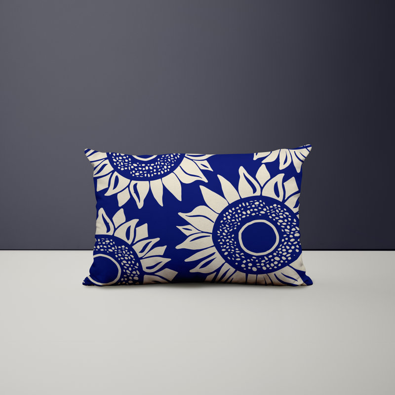 Polyester / Mélange de polyester Housse de coussin rectangulaire intérieure / extérieure lombaire et insert, Bleu marine