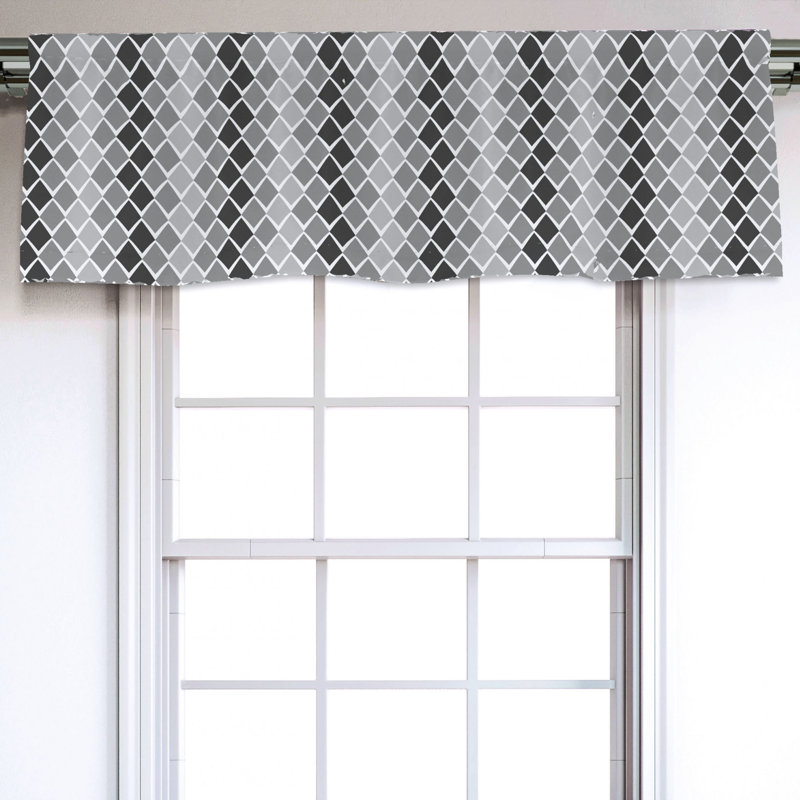 Sateen Geometric Ruffled Window Valance