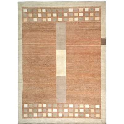 Hand-Knotted High-Quality Red and Brown Area Rug