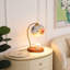 Lampe de table bohémienne en verre mosaïque, éclairage à intensité variable, éclairage décoratif floral coloré avec plateau à bougie en bois
