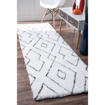 Geometric Hand Woven Shag Area Rug