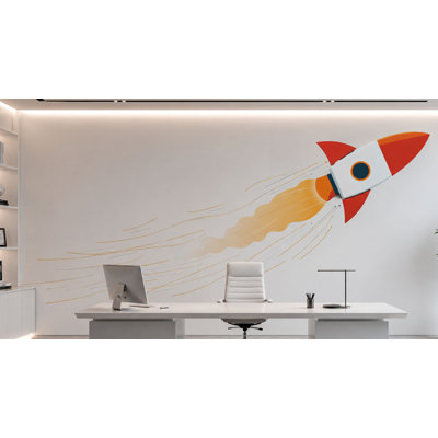 Décalcomanie murale fusée, vinyle autocollant, espace de travail créatif et décoration 668MV