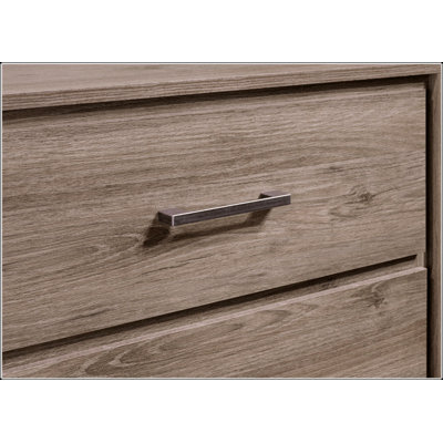 Contemporary 6-Drawer Storage Dresser With Metal Handles And Grey Oak Finish For Modern Living