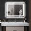 Miroir de salle de bain à DEL avec lumières, miroir à DEL rétroéclairé, anti-buée, mémoire et température de couleur infinie, miroir de meuble-lavabo mural à intensité variable, placement horizontal / vertical-1721932286