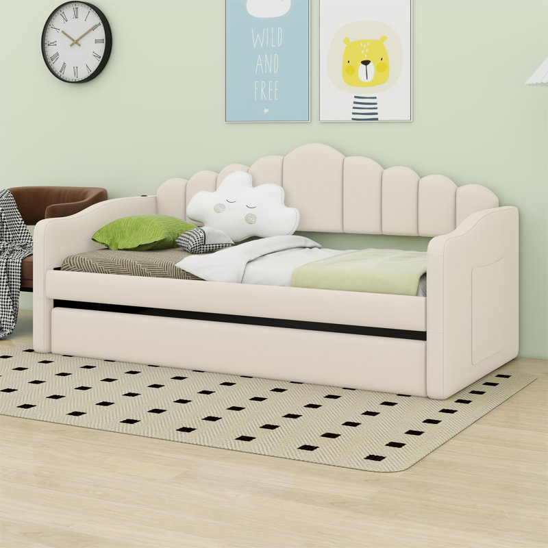 Lit de jour rembourré avec couchette, Beige