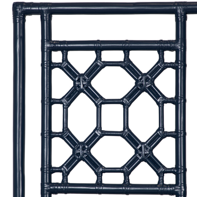 Lattice Back Open-Frame Rattan Headboard, King, Navy Blue