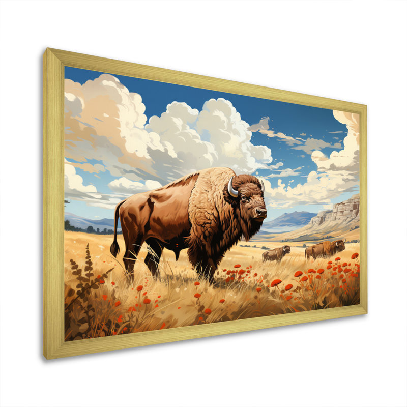 «Prairies Buffalo National Park I», reproduction sur toile, H 30 po x l 40 po x P 1,5 po, Encadrement doré