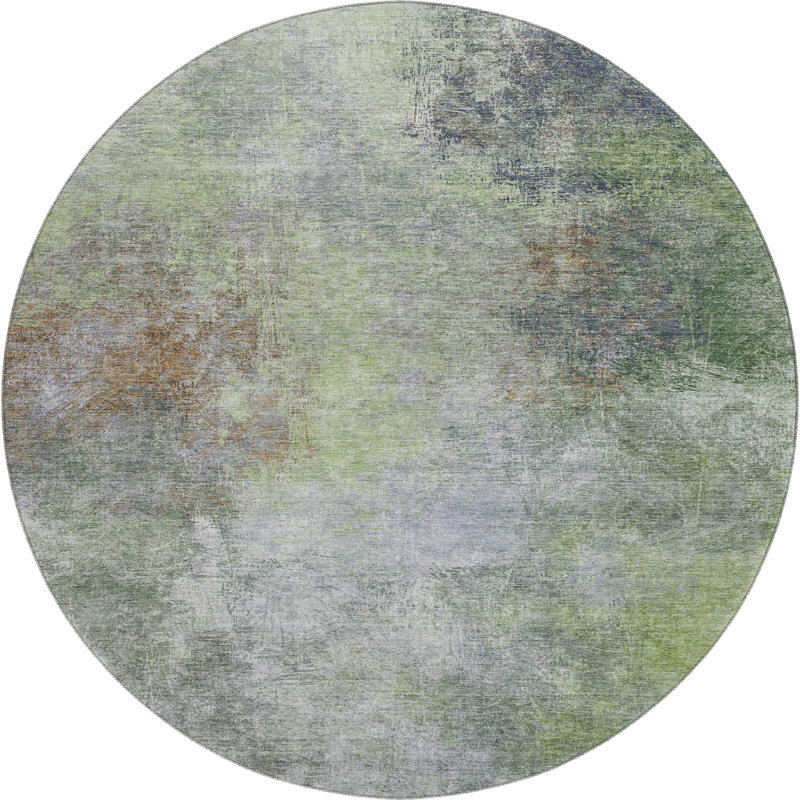 Premium Machine Washable Ariel Abstract Rug, Round 8'