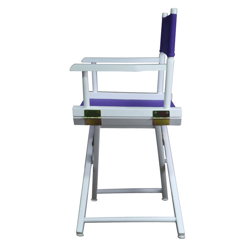 18" Folding Director Chair, White, Purple