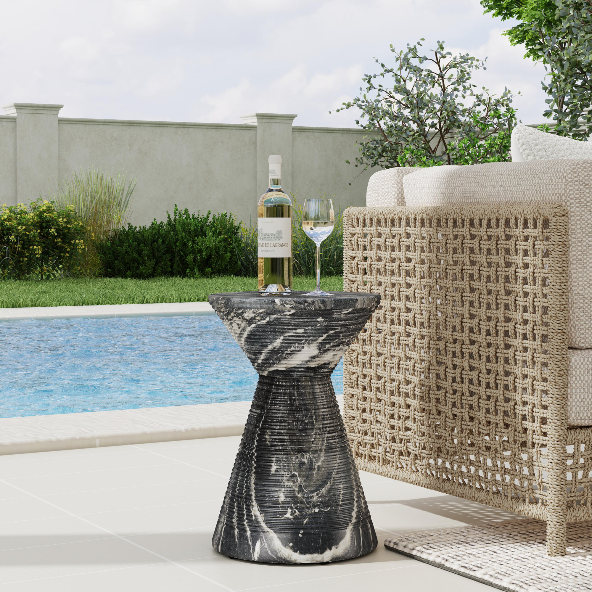 Fern Outdoor Accent Table, Black