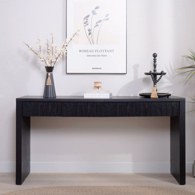 Console moderne noire à 4 tiroirs - Table d'entrée avec rangement 59,2 po