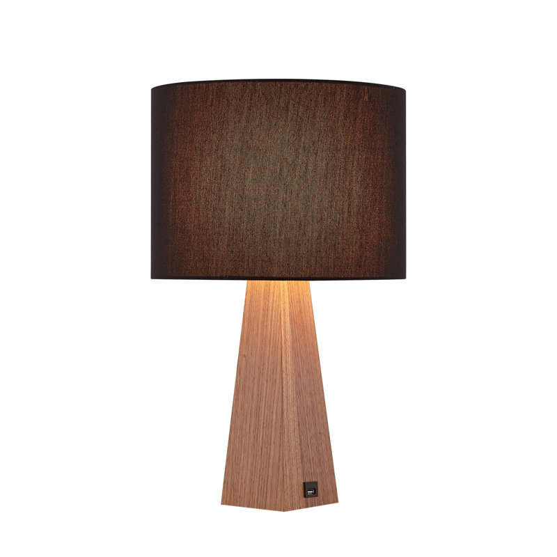 Lashaun Solid Wood Table Lamp, Black