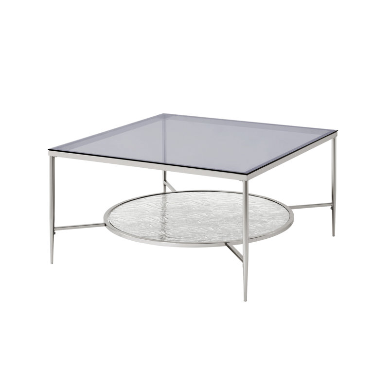 Table basse Solmon avec rangement en chrome