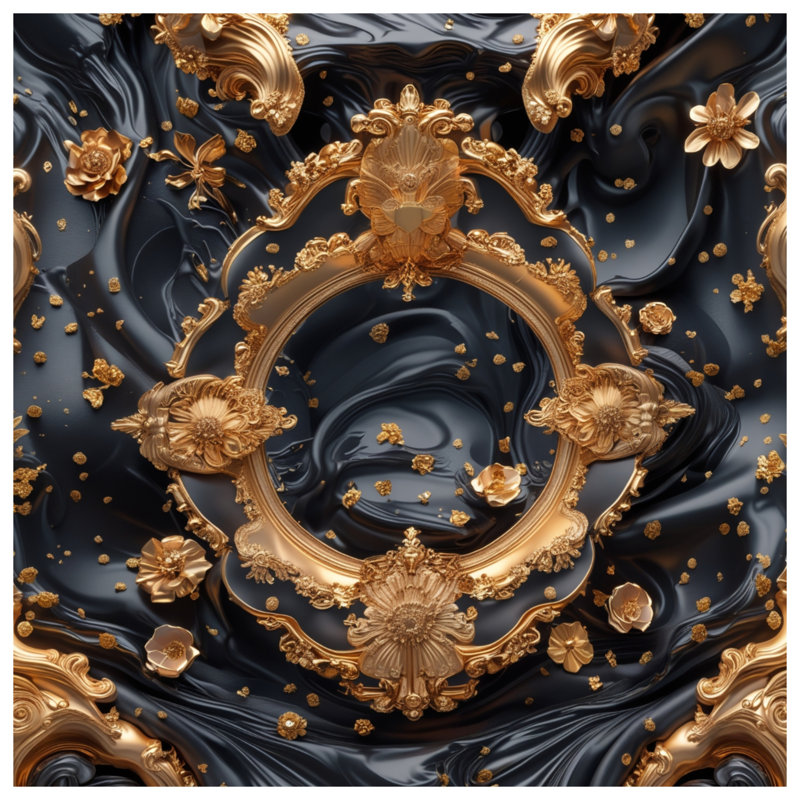 Rideaux ornés de fenêtre dorée, voilages baroque et rideaux occultant - 1 panneau, Blocage, 50 po x 80 po - 1 panneau
