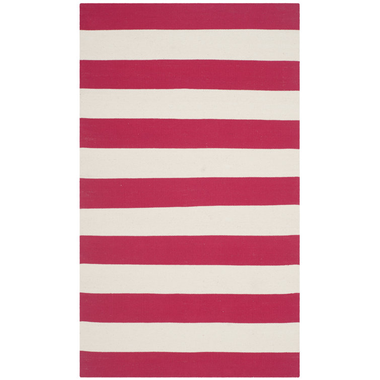Brookvale Striped Hand-Woven Cotton Red/White Area Rug