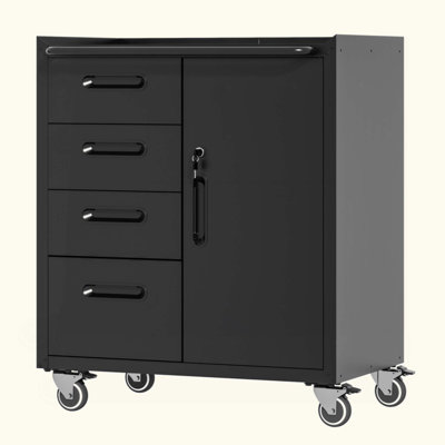 Armoire de rangement robuste pour outils en métal avec roulettes - Armoire de rangement pour outils pour le garage, le bureau et la maison