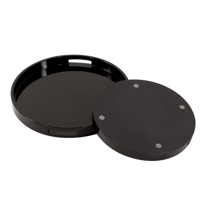 Ensemble de plateaux de service 2 pièces Parke, Noir, Arrondi