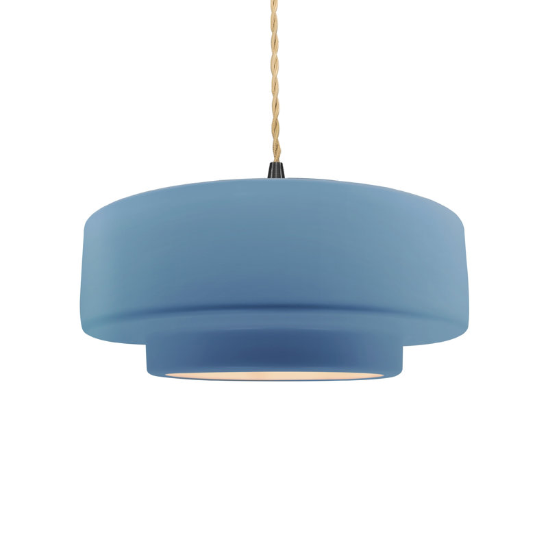 Luminaire suspendu à 1 lumière Meydan, H 5,25 po x l 14,5 po x P 14,5 po, Bleu ciel, Noir mat