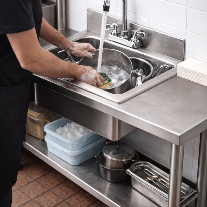 Lavabo à main en acier inoxydable commercial Express L 13 po x l 18 po avec robinet inclus KitchQuip Express Certifié NSF
