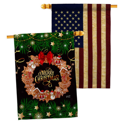 Double Sided 40'' H x 28'' W Polyester Christmas House Flag