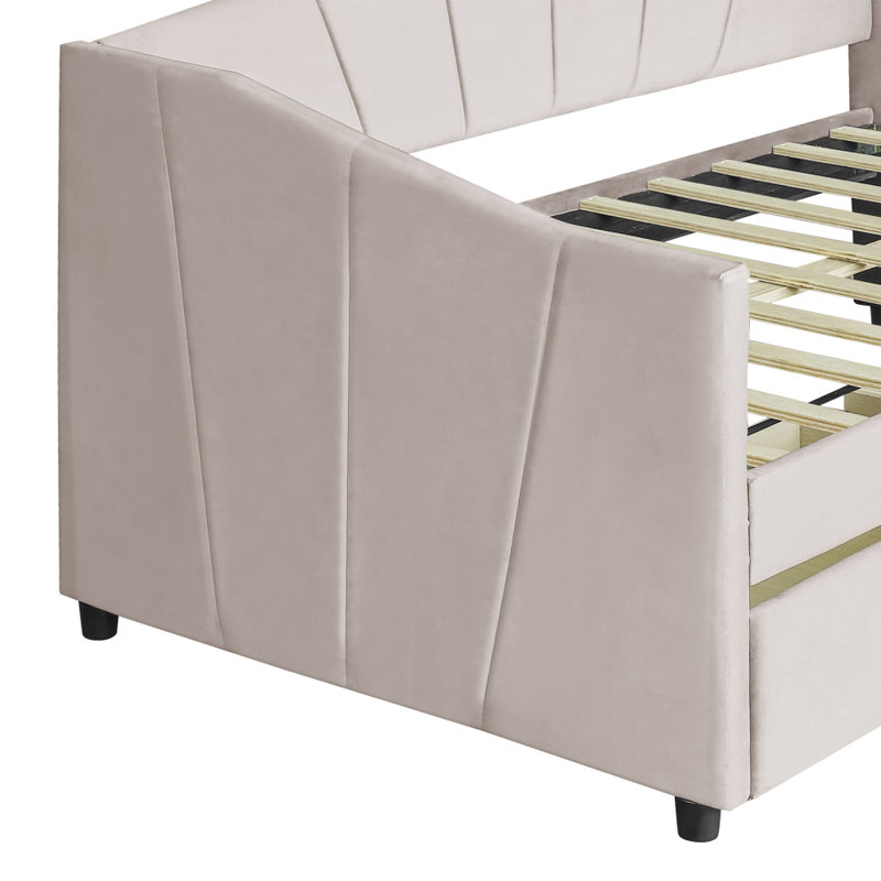 Dieatra Upholstered Daybed, Beige, Drawers Included