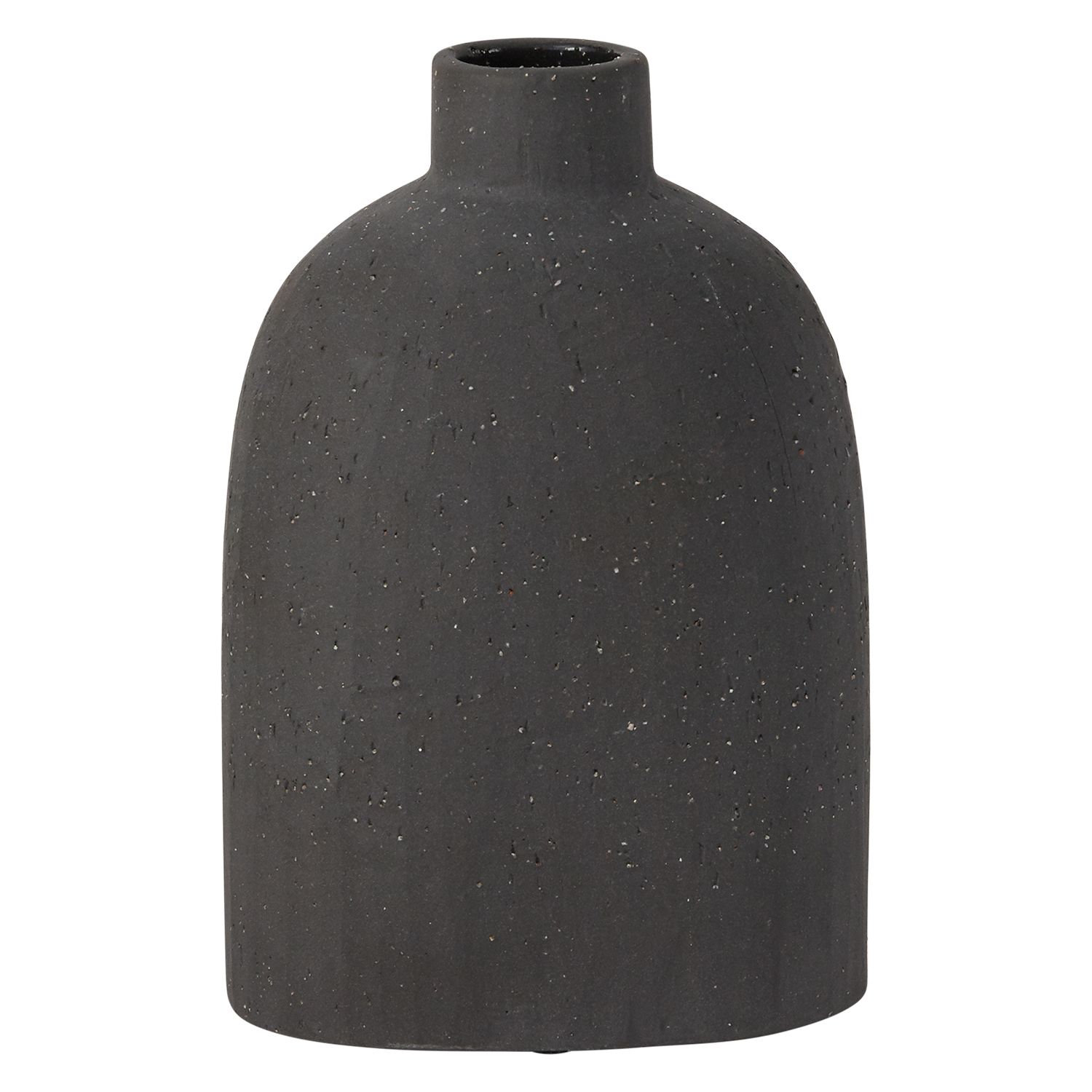 Abie Handmade Ceramic Table Vase, Black, 4" H x 5.75" W x 2.5" D