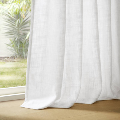 Madison Park Emery White Linen Blend Light Filtering 40x102" Curtain Panel Pair