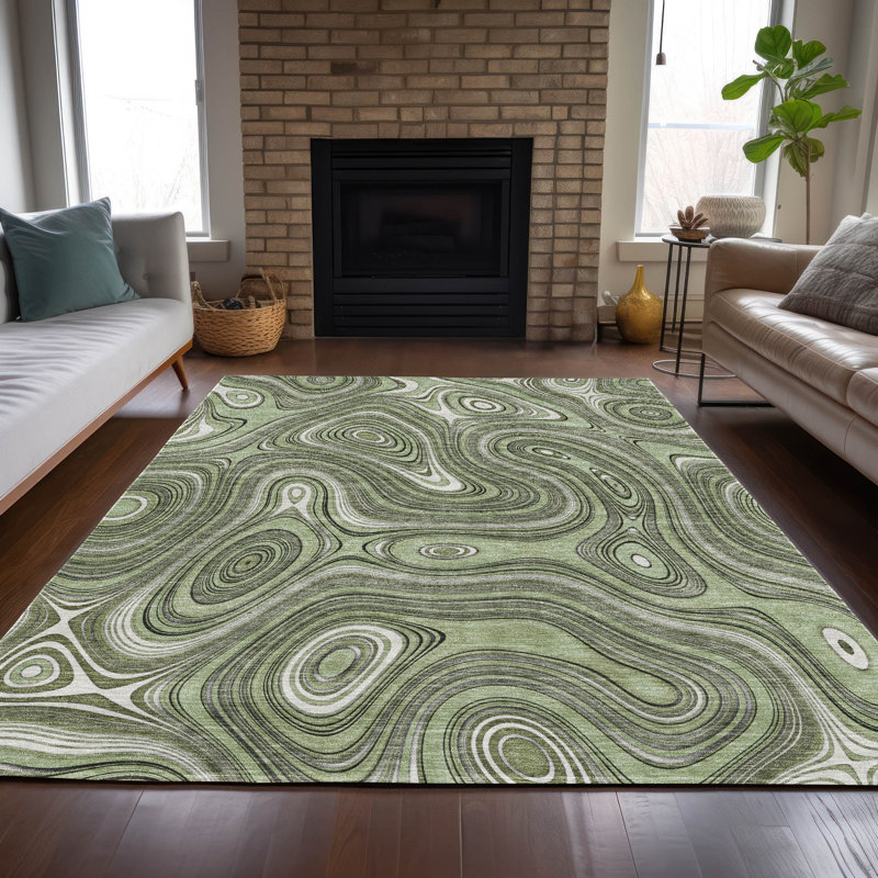Tapis intérieur / extérieur Xhevrie lavable à la machine, Rectangle 5 pi x 7 pi 6 po