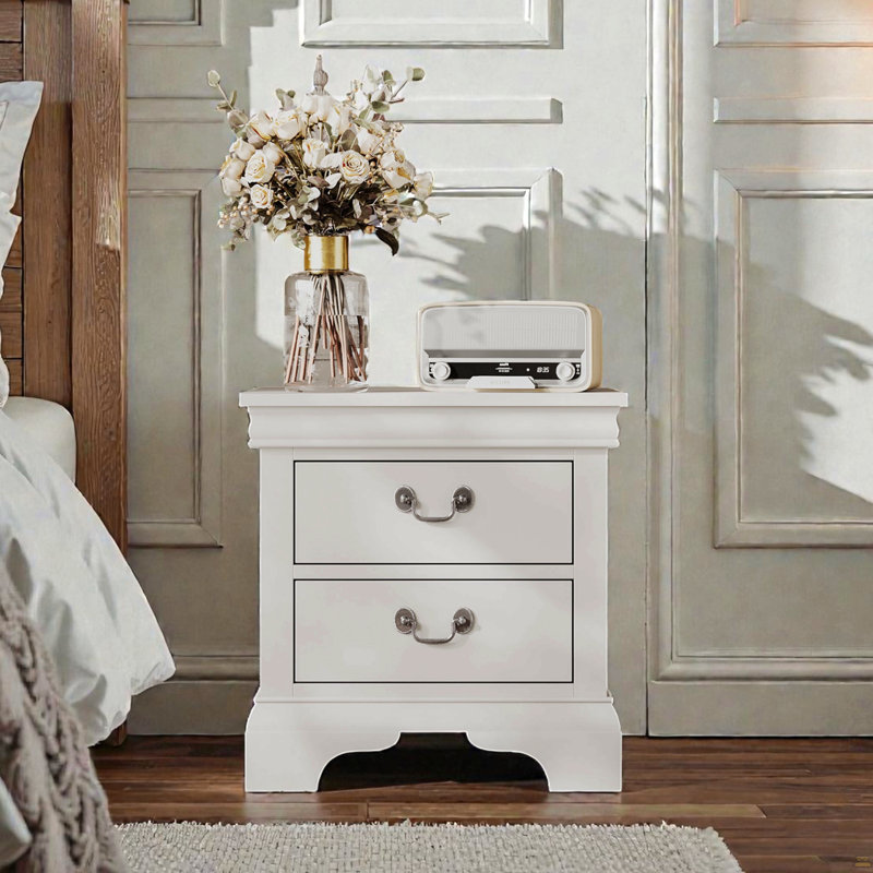 Table de chevet en bois, Blanc