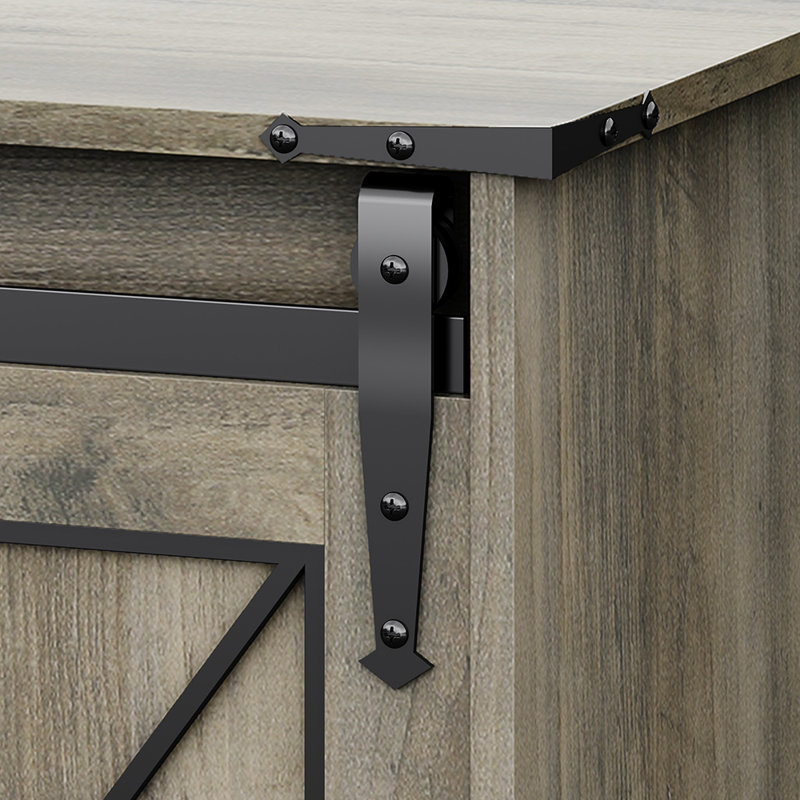 Rustic TV Stand With Barn Door, White