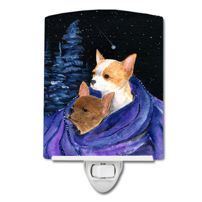 Éclairage de nuit en céramique starry chihuahua