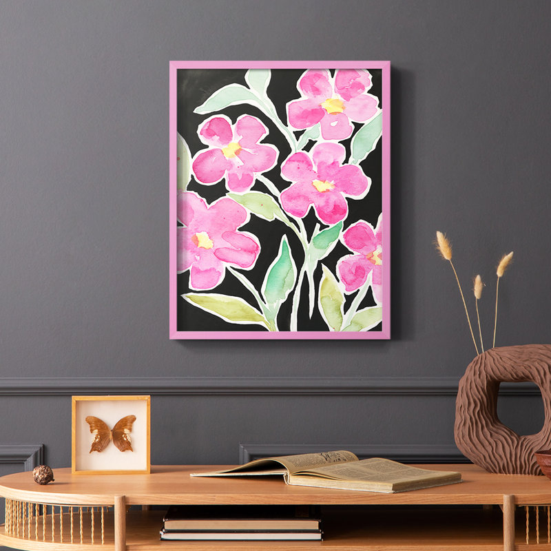 Chorale florale, reproduction encadrée - bois massif, Rose, H 10 po x l 8 po