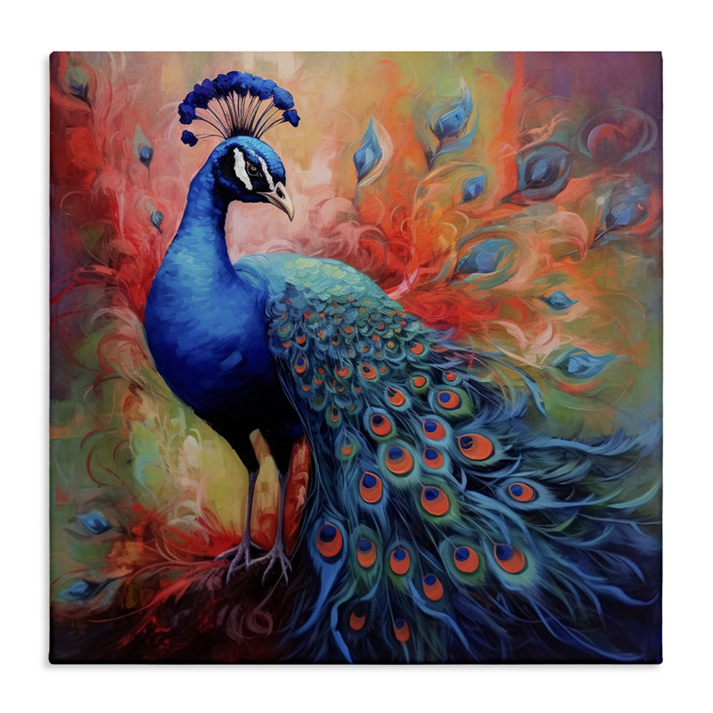 Art mural sur toile, "Feathered Fantasy Peacock" par Lazar Studio, H 30 po x l 30 po