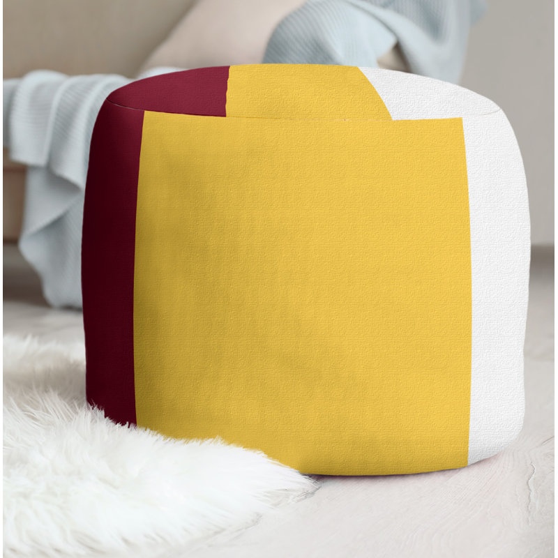 Repose-pieds cubique rond à rayures 20,5", Marron / jaune / blanc
