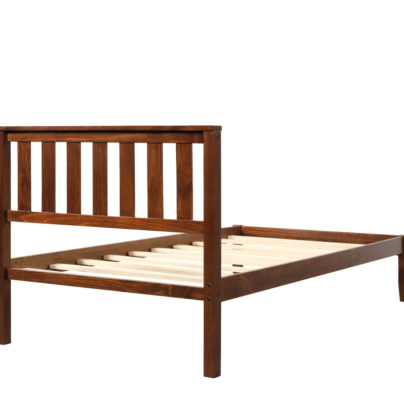 Twin Wood Platform Bed With Headboard, Solid Slat Foundation   Size Bed, Headboard And Robust Support