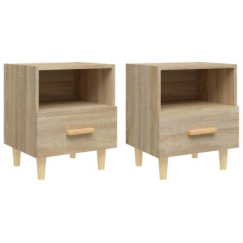 Rasen 2 Drawer Bedside Table, Light Brown