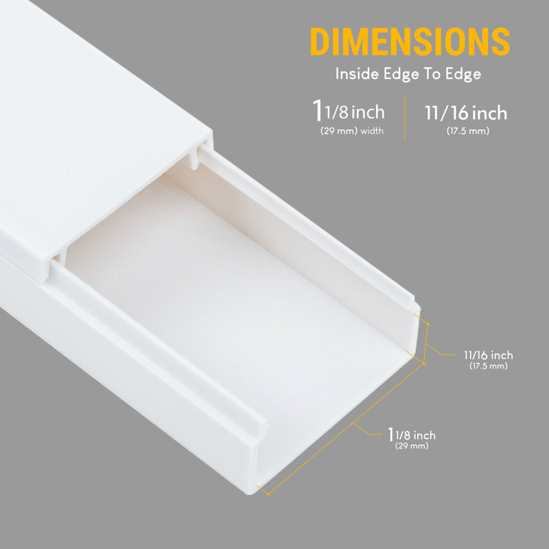 150in Cord Hider Kit - 6-Pack 25in Cable Management for Wall-Mounted TV or Computer Cables - Paintable Wire Covers for Cords