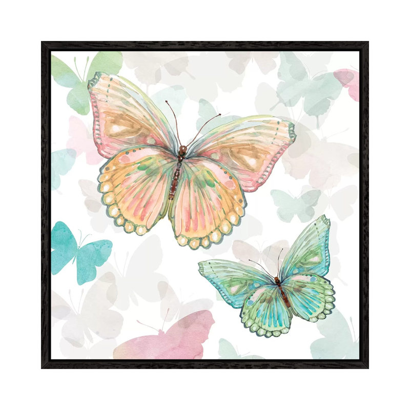 Asbury Garden Butterflies I by Carol Robinson - Print on Canvas, 93.98 cm H x 93.98 cm W, Black Framed