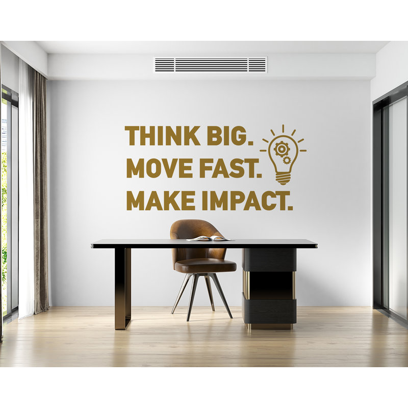 Adhésif décoratif «Think Big, Move Fast, Make Impact Office», Tech Office Decor 351DRE, 25 x 55 pouces, Brun