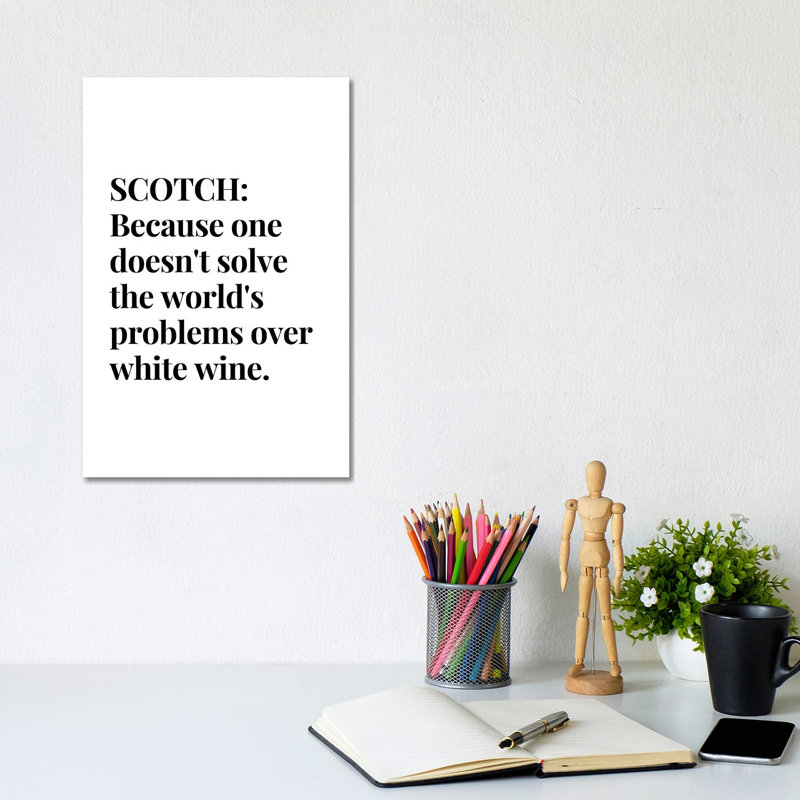 Scotch Whisky And Wine Bar Quote by Design Harvest - Wrapped Canvas Print, 20.32 cm H x 30.48 cm W