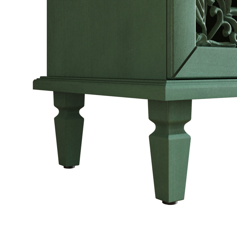 Buffet antique de 152 cm (60 pouces) avec sculptures florales, vert antique