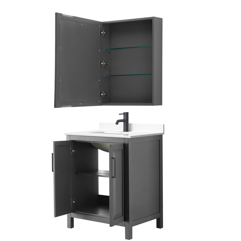 Daria 30'' W Single Vanity, Dark Gray, Polished Chrome